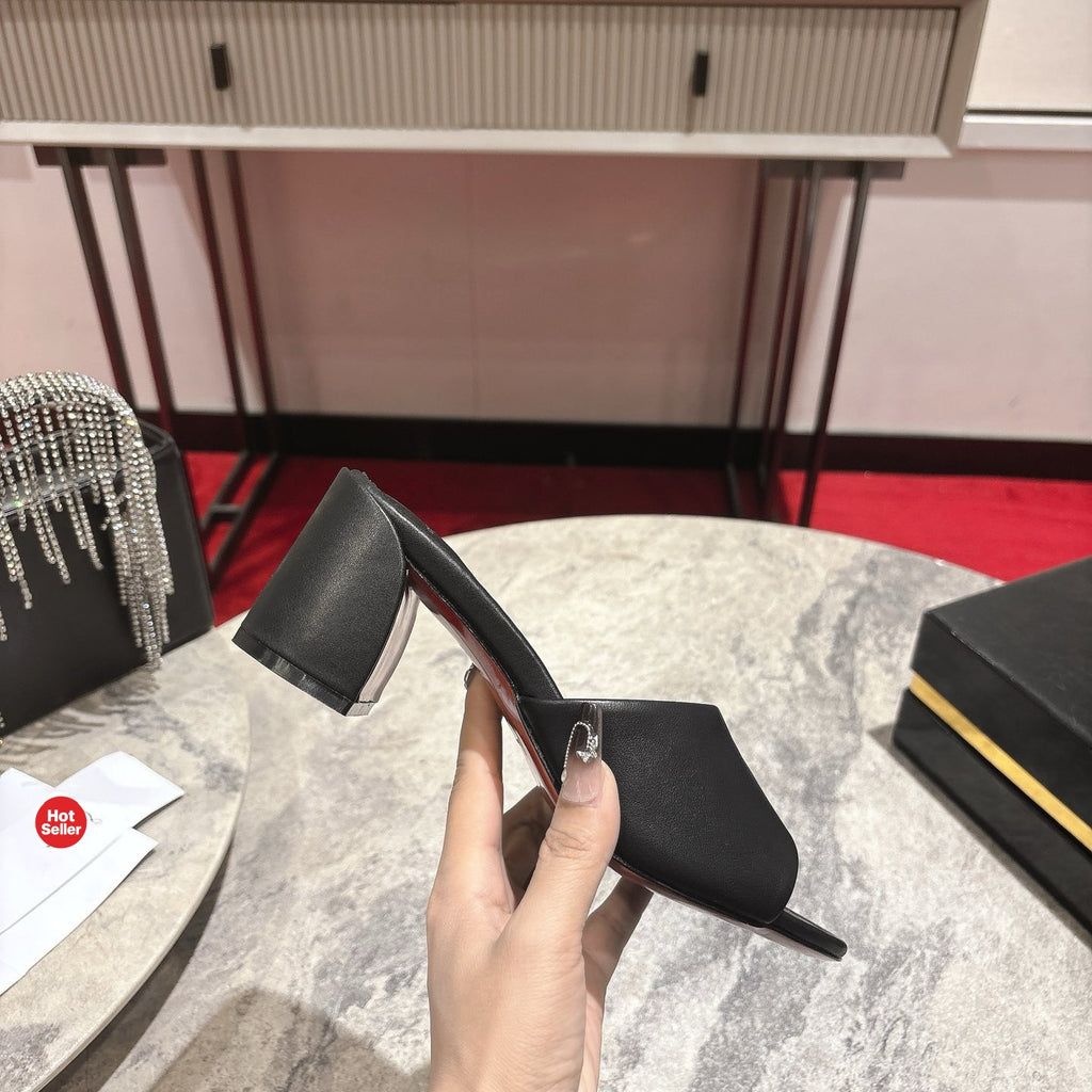 Black block-heel mules (5.5cm heel)
