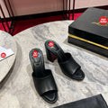 Black block-heel mules (8.5cm heel)