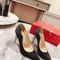 Black cashmere high heels, 10cm heel.