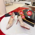 Apricot lace high heels, 8.5cm heel.