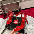 Red high heels, 10cm heel.
