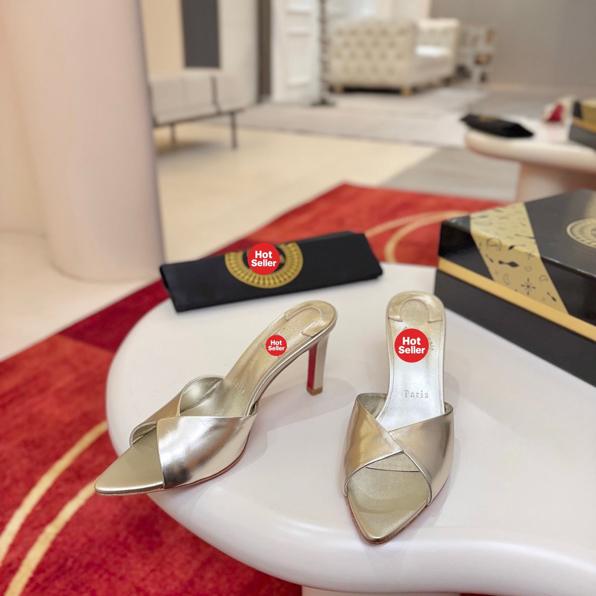 Elegant peep-toe high-heeled mules – 8.5cm heel
