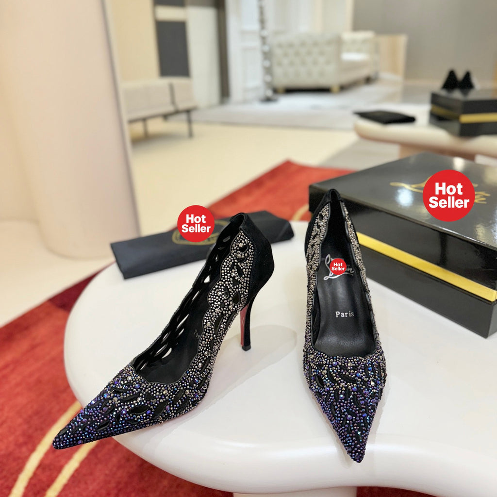Cut-out pavé-set high heels, 10cm heel