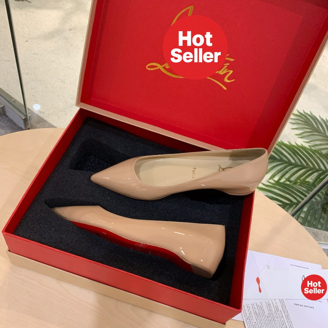 Nude patent leather flats
