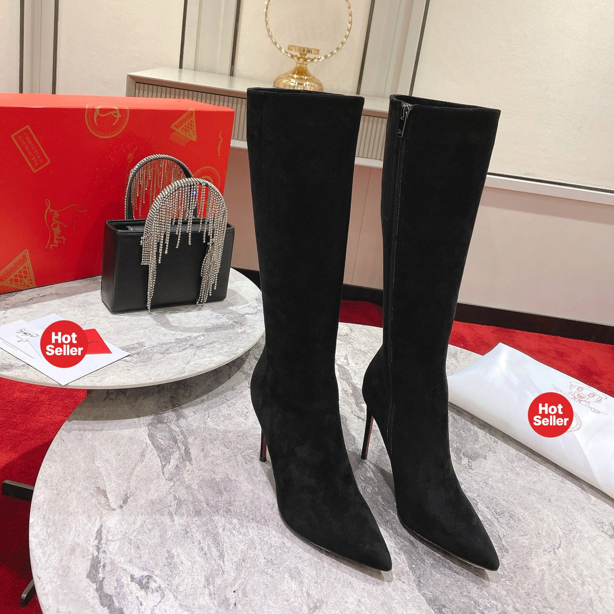 Stylish high-shaft boots,10cm heel.