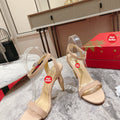 Apricot leather high heels, 10cm heel.