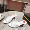 White block-heel mules (5.5cm heel)