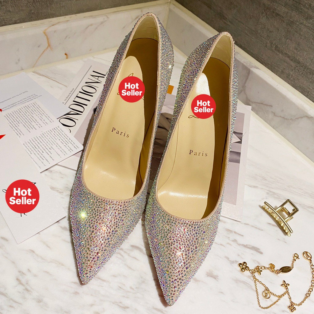 Starry Silver Full-Crystal High Heels (10cm Heel)