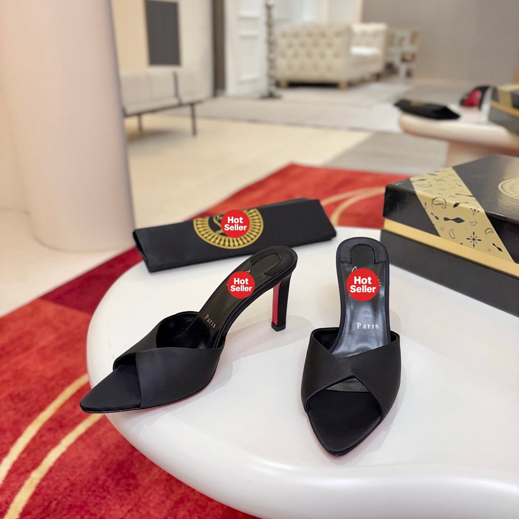 Elegant peep-toe high-heeled mules – 8.5cm heel