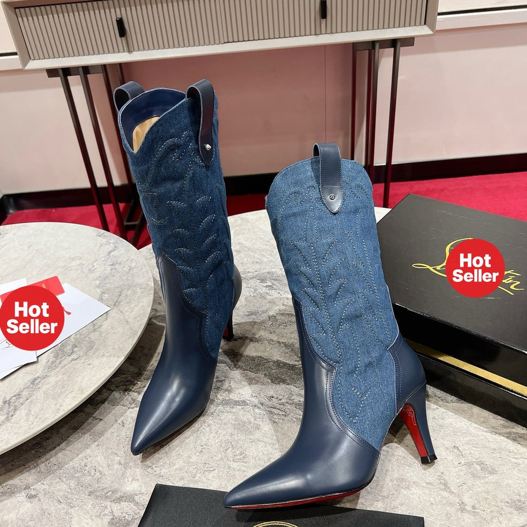 Western-style cowboy boots, 8.5cm heel.