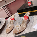 Crystal-embellished high-heeled slides (10cm heel)
