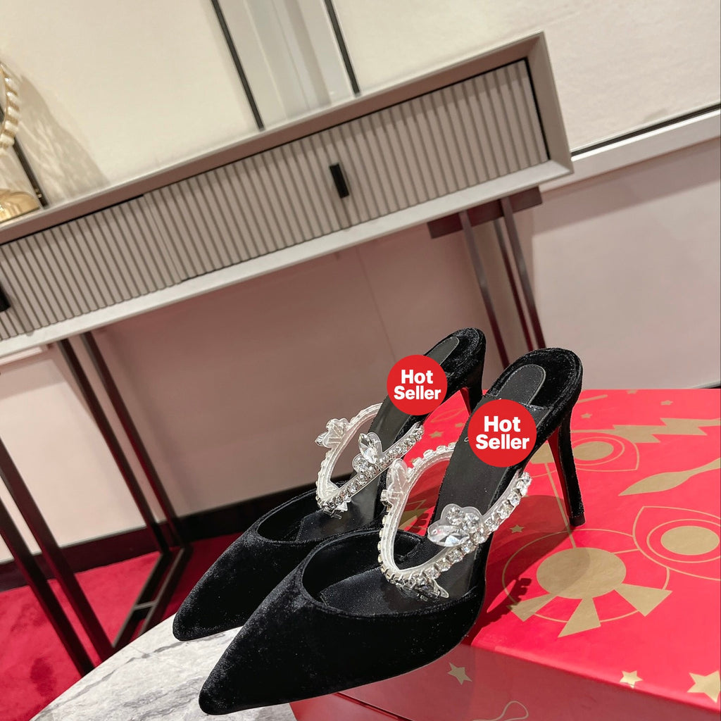 Chain-detail high-heeled mules (10cm heel)