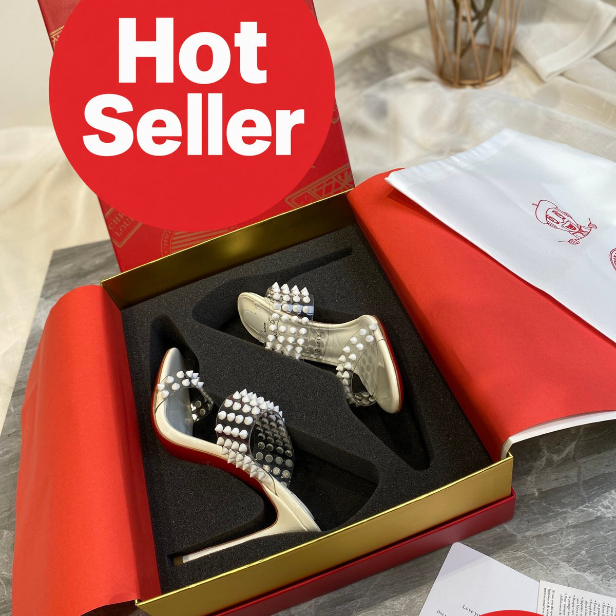 Studded PVC High-Heeled Mules (10cm Heel)