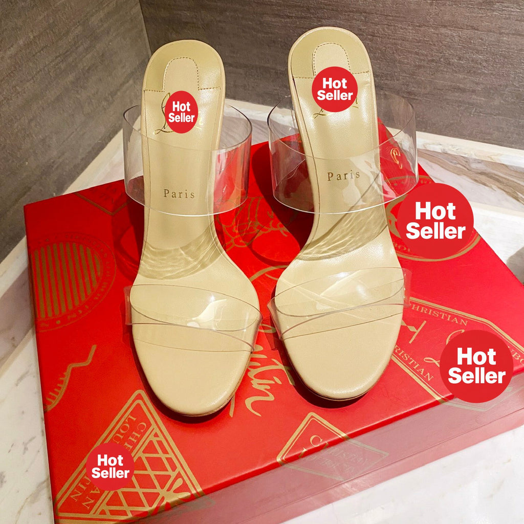 Clear high-heeled mules – 10cm heel