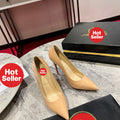 Apricot patent leather high heels, 12cm heel.