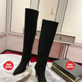 Black suede long boots, 10cm heel.