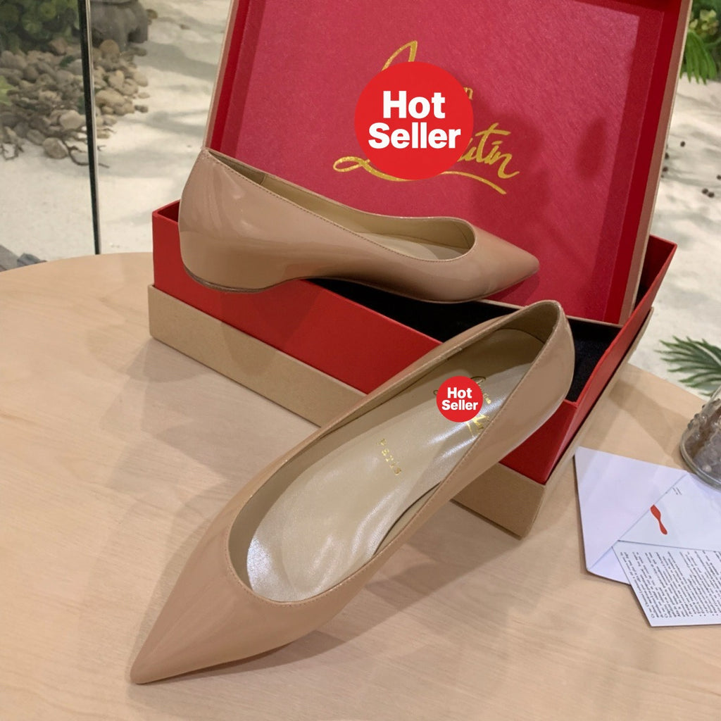 Nude patent leather flats