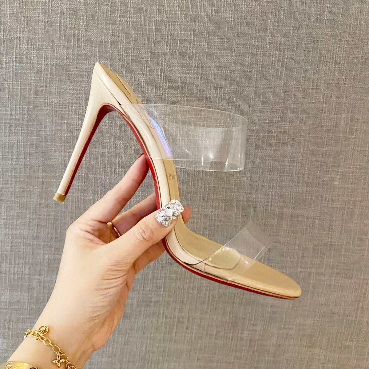 Clear high-heeled mules – 10cm heel