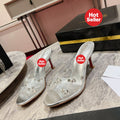 Crystal-embellished high-heeled slides (10cm heel)