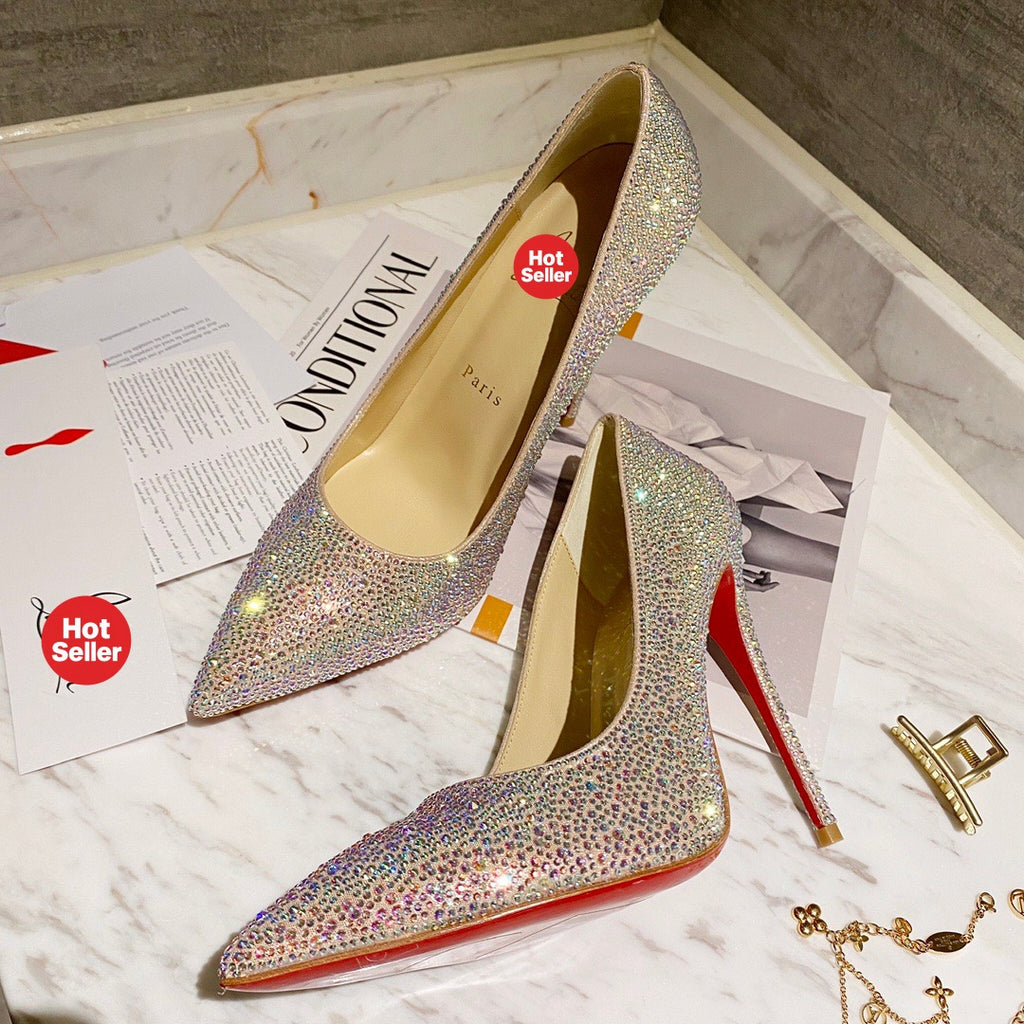 Starry Silver Full-Crystal High Heels (10cm Heel)