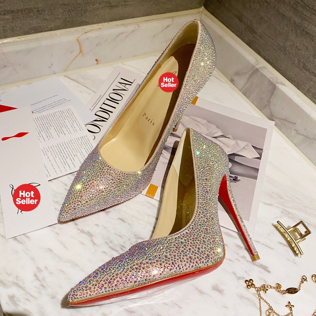 Starry Silver Full-Crystal High Heels (10cm Heel)