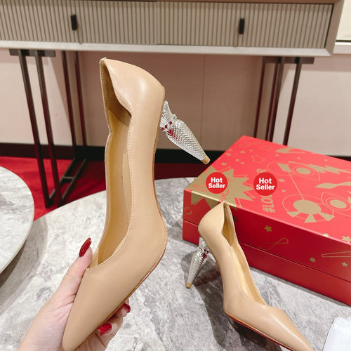 Apricot high heels, 10cm heel
