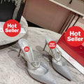 Silver chain high-heeled mules