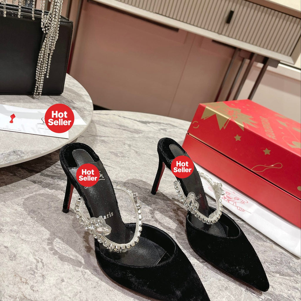 Chain-detail high-heeled mules (10cm heel)