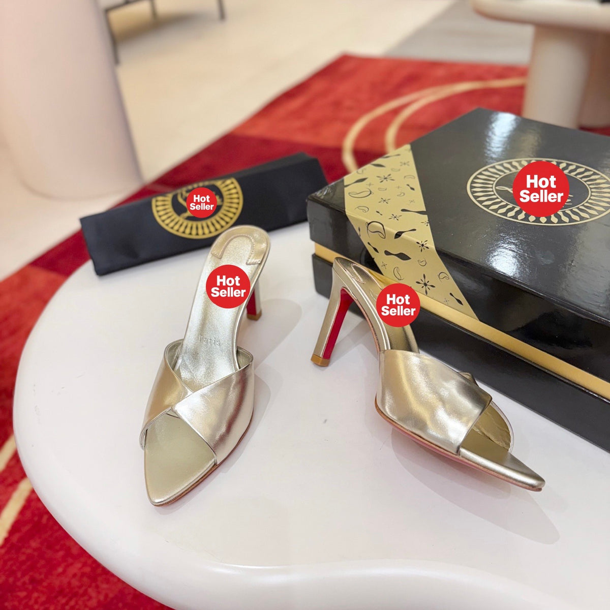 Elegant peep-toe high-heeled mules – 8.5cm heel