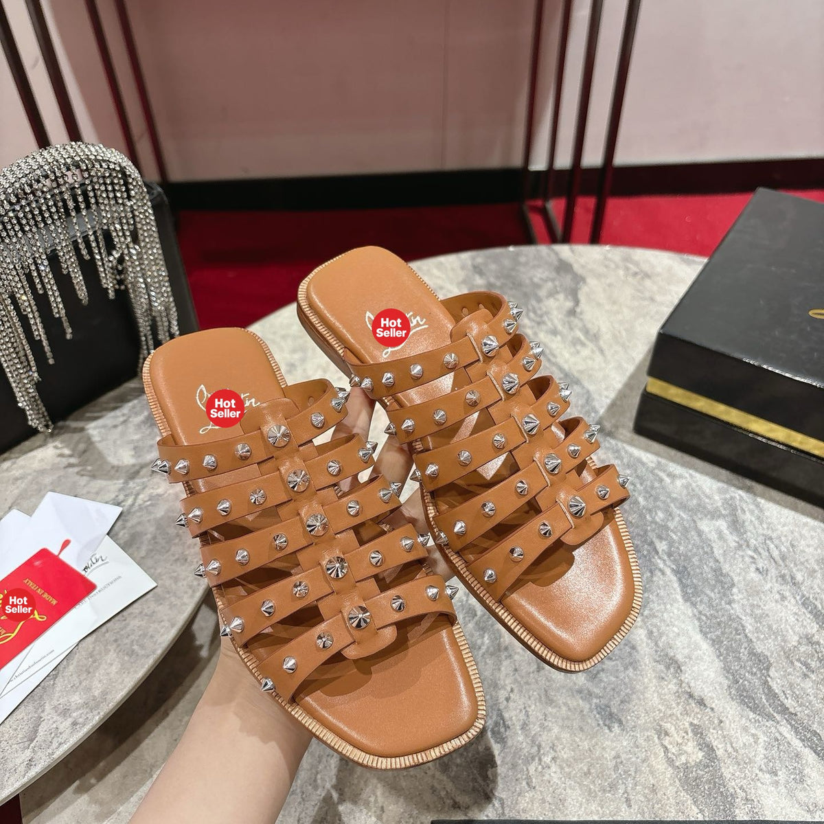 Stylish studded slides