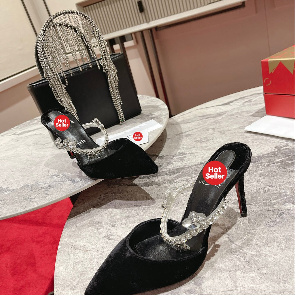Chain-detail high-heeled mules (10cm heel)