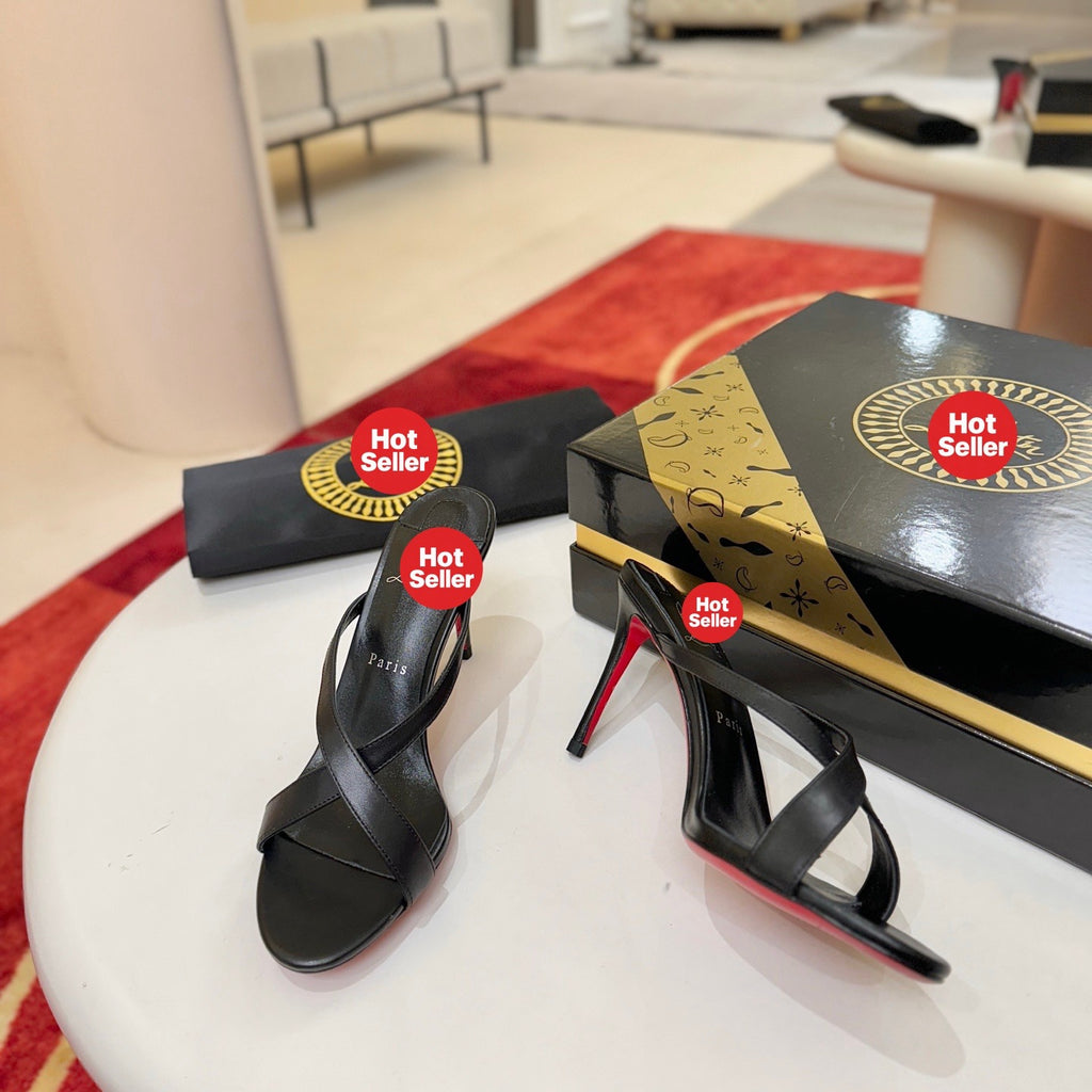 Criss-cross strap high-heeled mules (10cm heel)