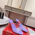 Clear-strap peep-toe high-heeled mules (8cm heel)