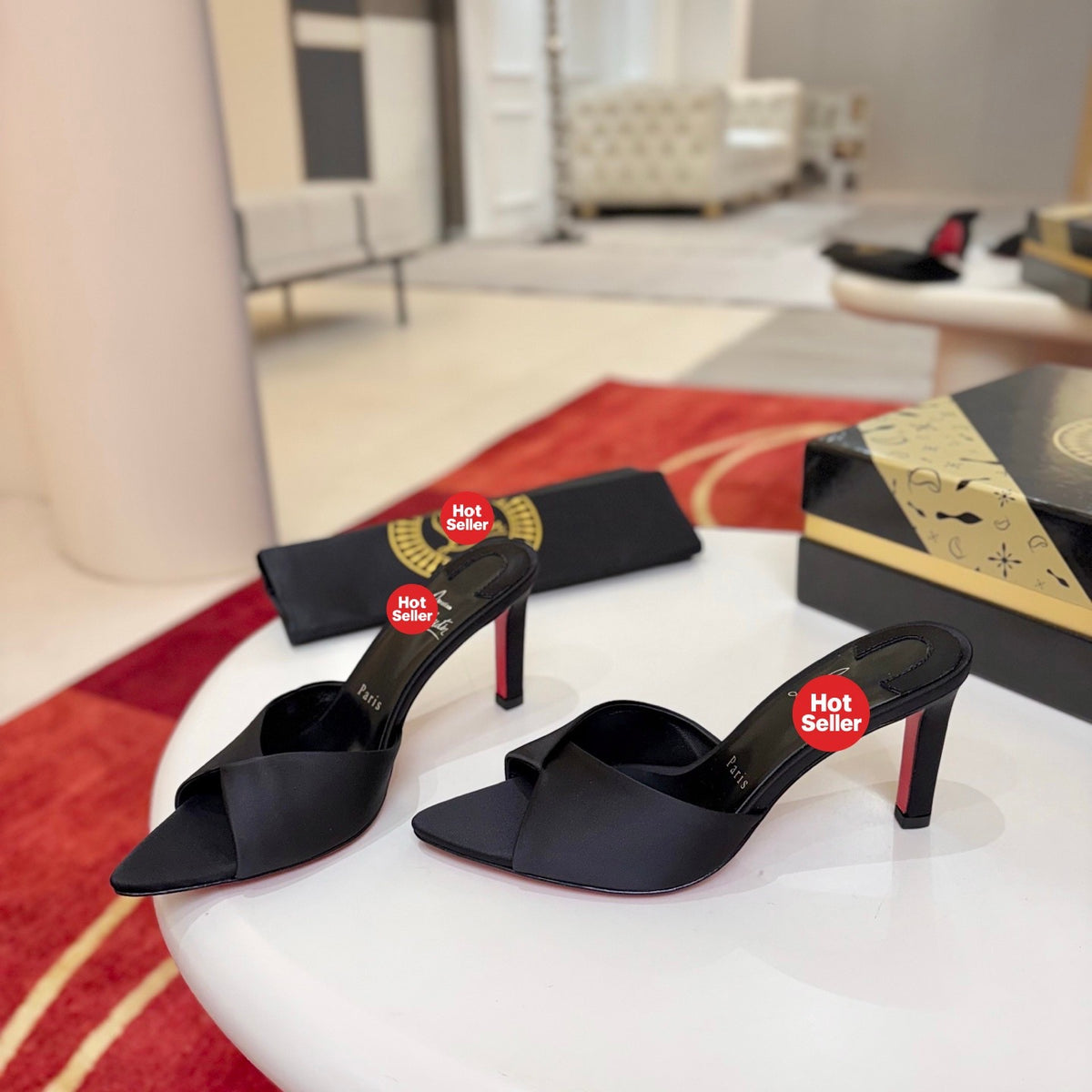 Elegant peep-toe high-heeled mules – 8.5cm heel