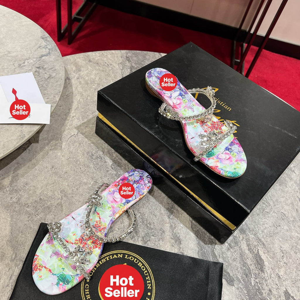 Stylish-print flat slides
