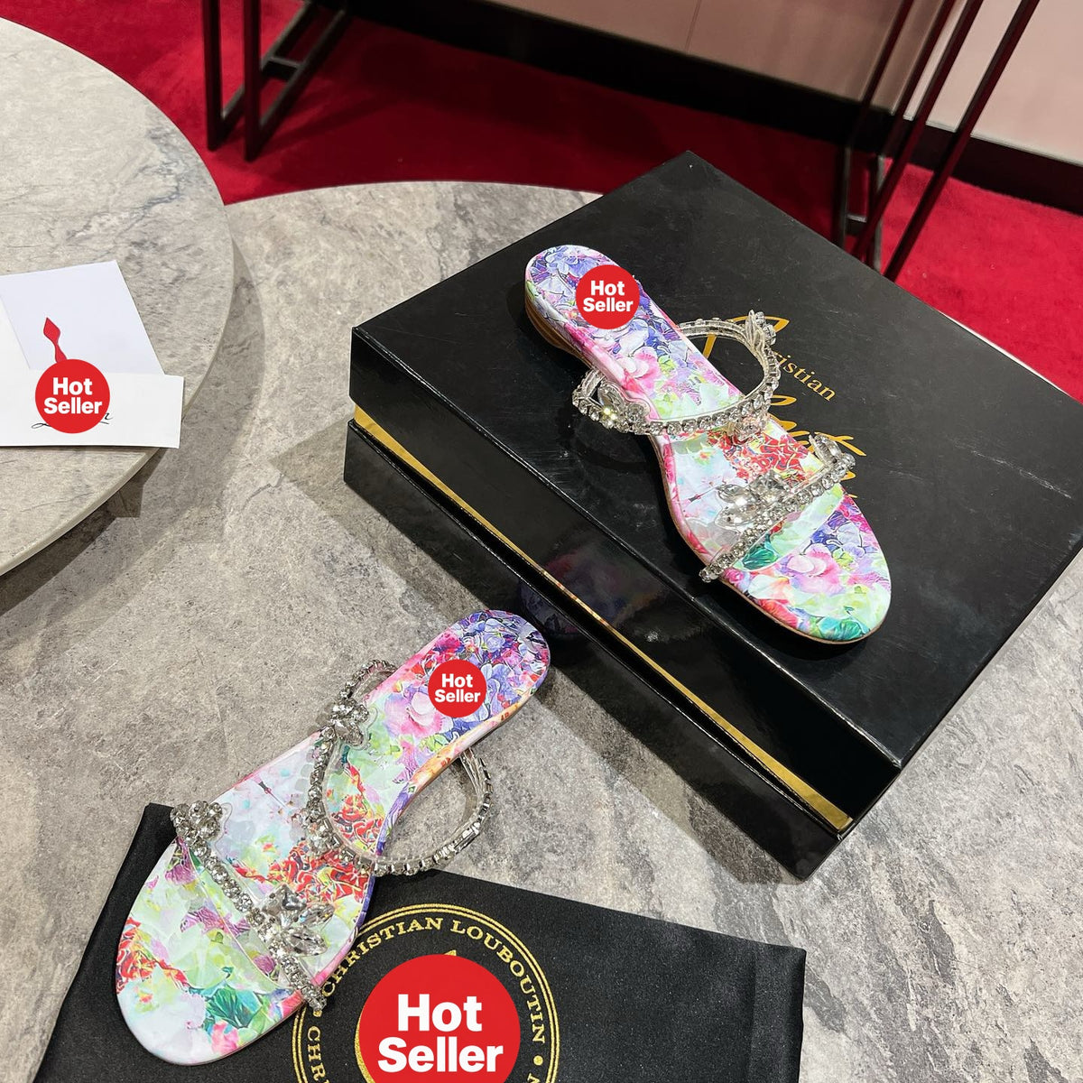 Stylish-print flat slides