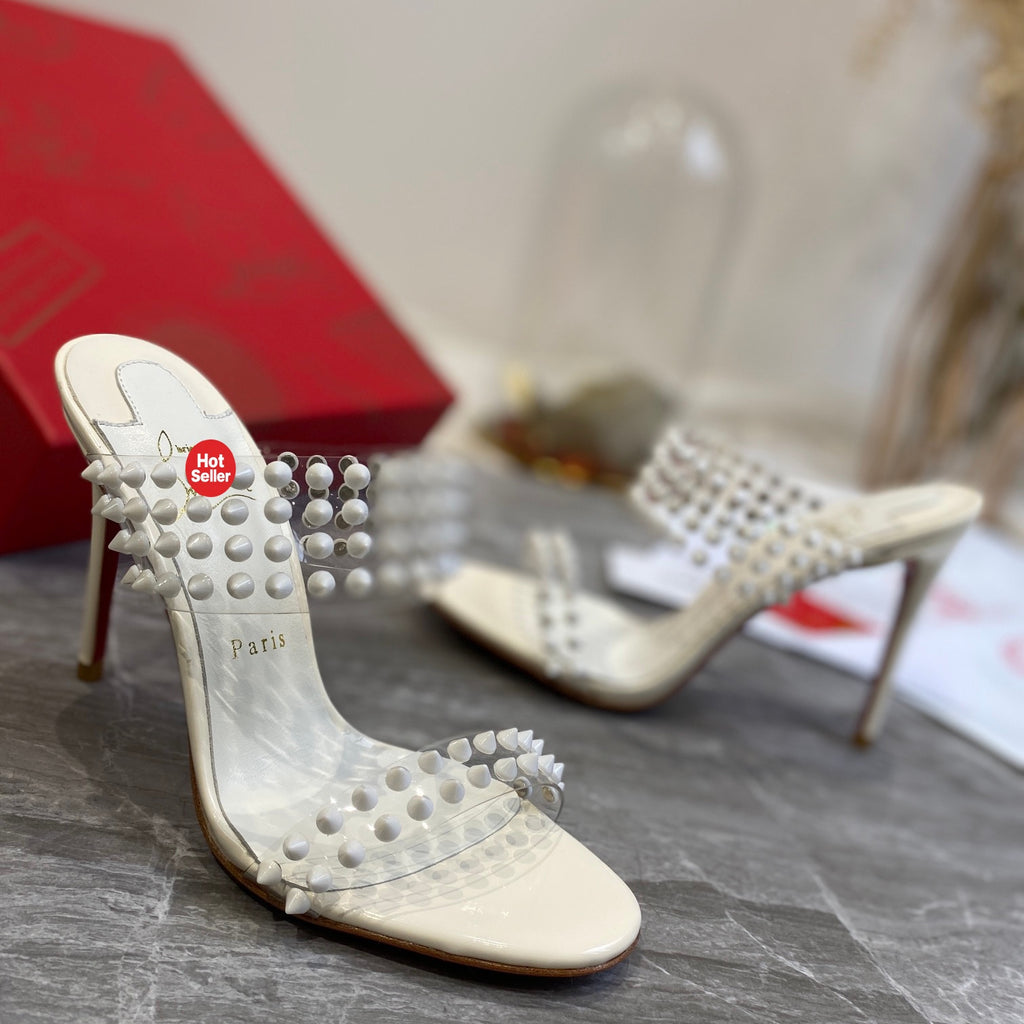 Studded PVC High-Heeled Mules (10cm Heel)