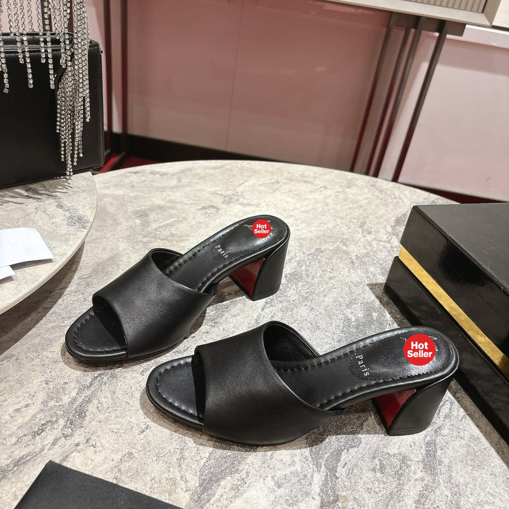 Black block-heel mules (5.5cm heel)