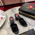 Black patent leather block-heel mules (8.5cm heel)