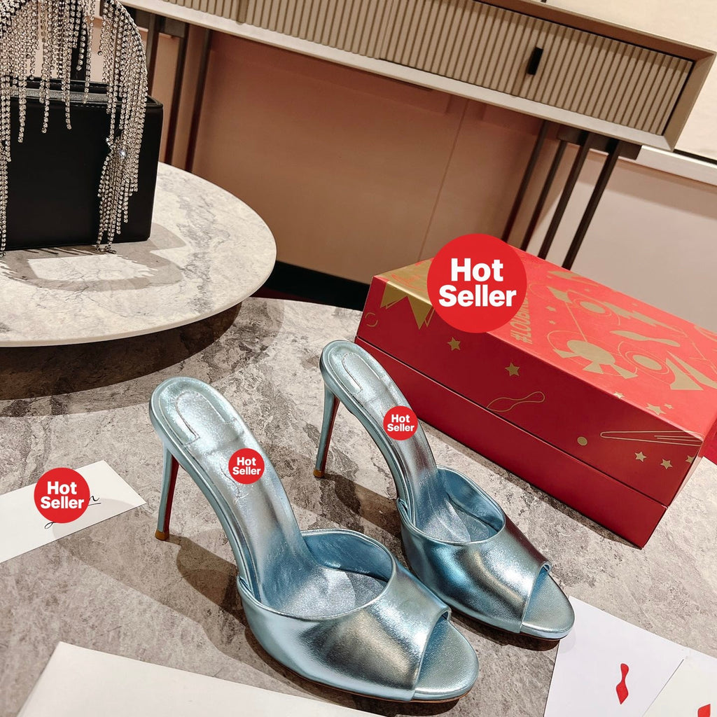 Peep-toe high-heeled mules (10cm heel)