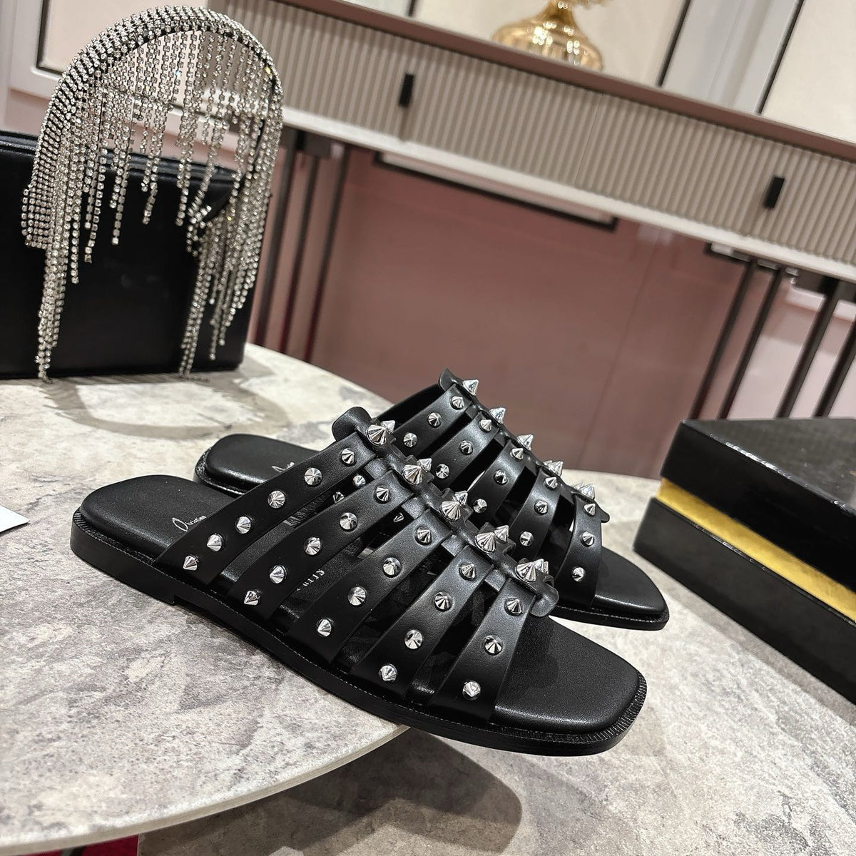 Stylish studded slides