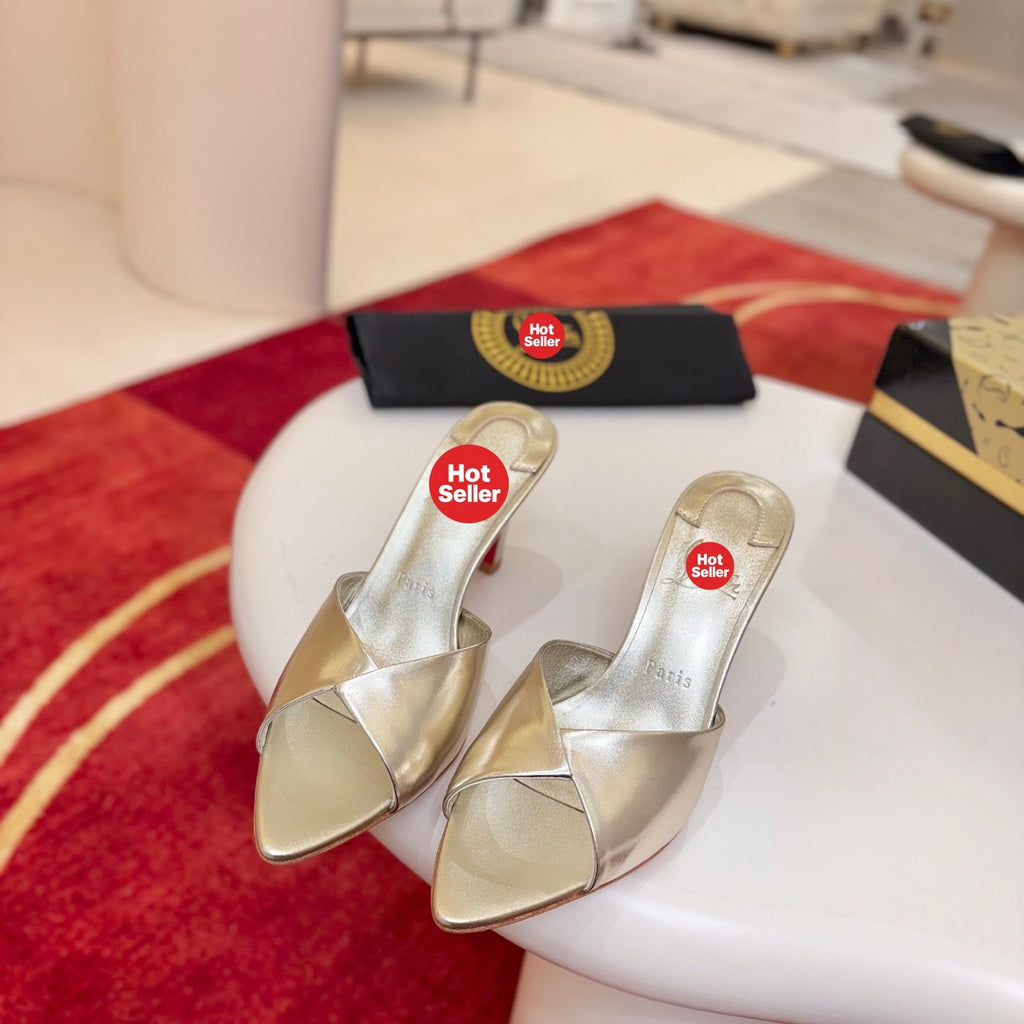 Elegant peep-toe high-heeled mules – 8.5cm heel