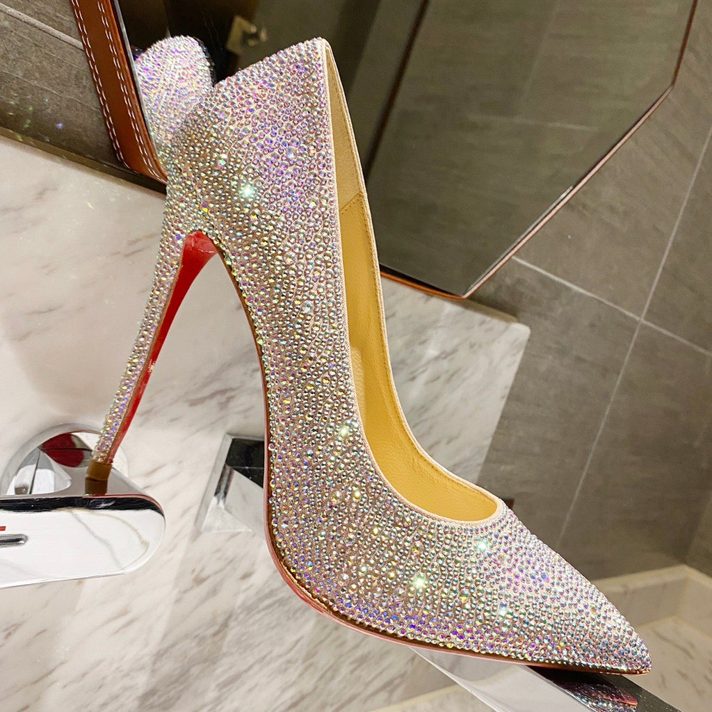 Starry Silver Full-Crystal High Heels (10cm Heel)