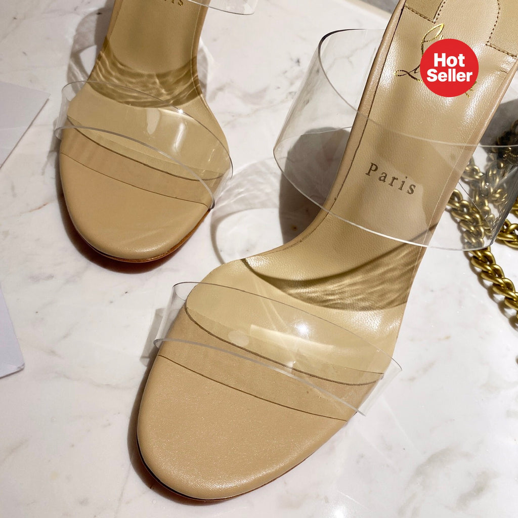 Clear high-heeled mules – 10cm heel
