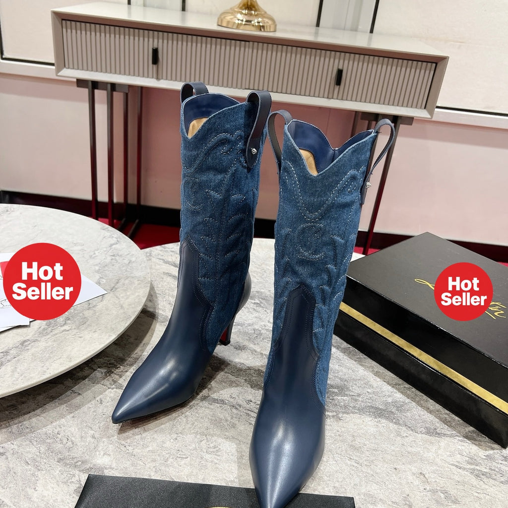 Western-style cowboy boots, 8.5cm heel.