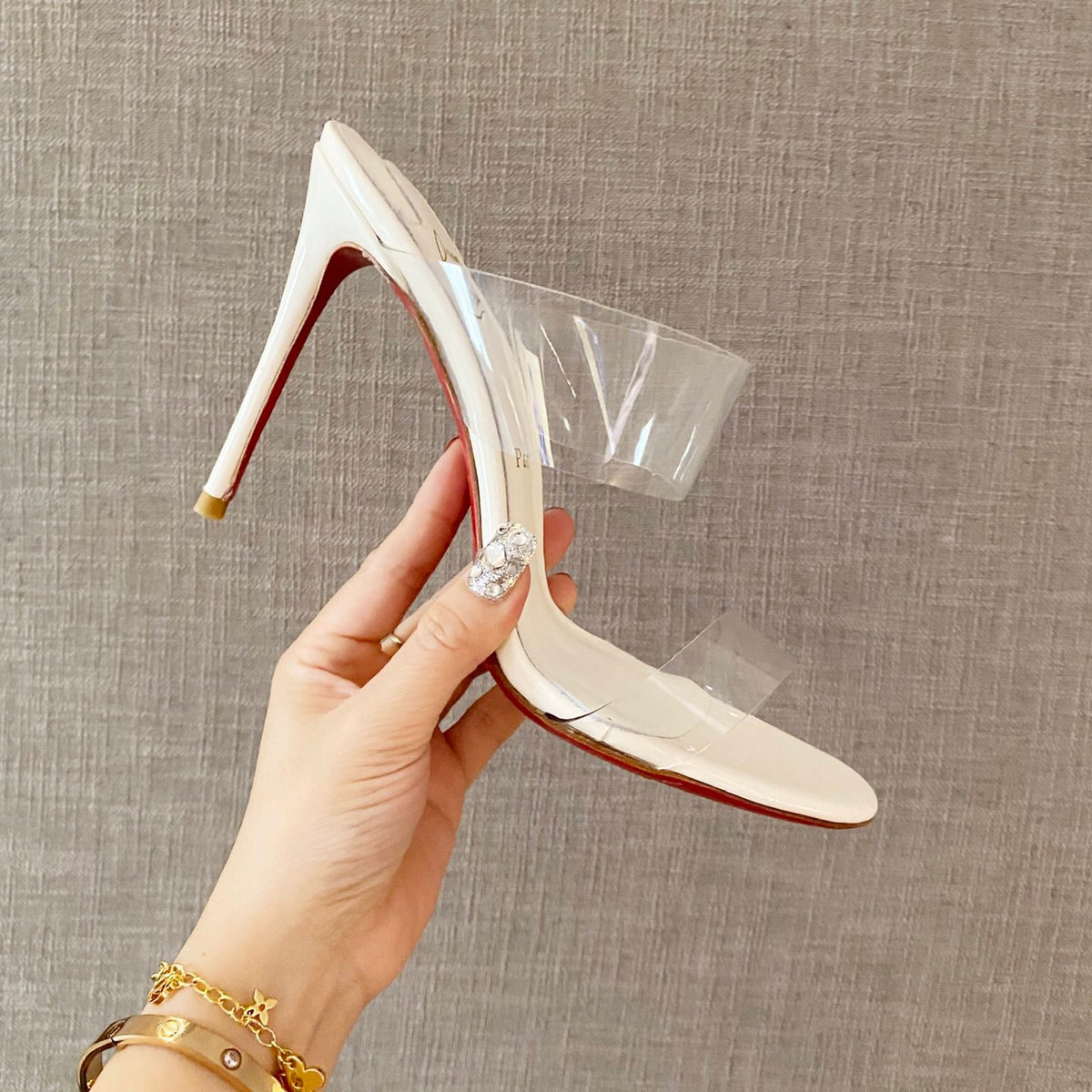 Clear high-heeled mules – 10cm heel