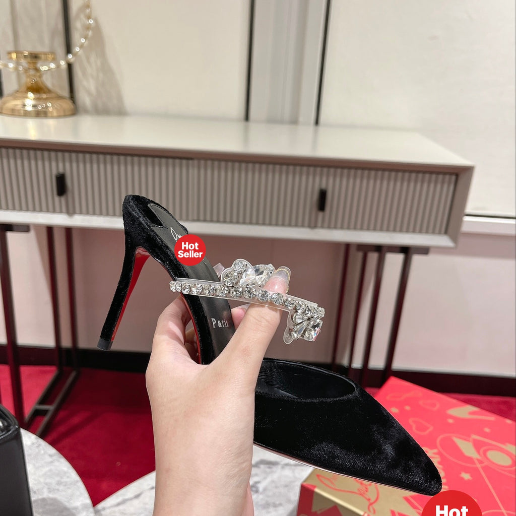 Chain-detail high-heeled mules (10cm heel)