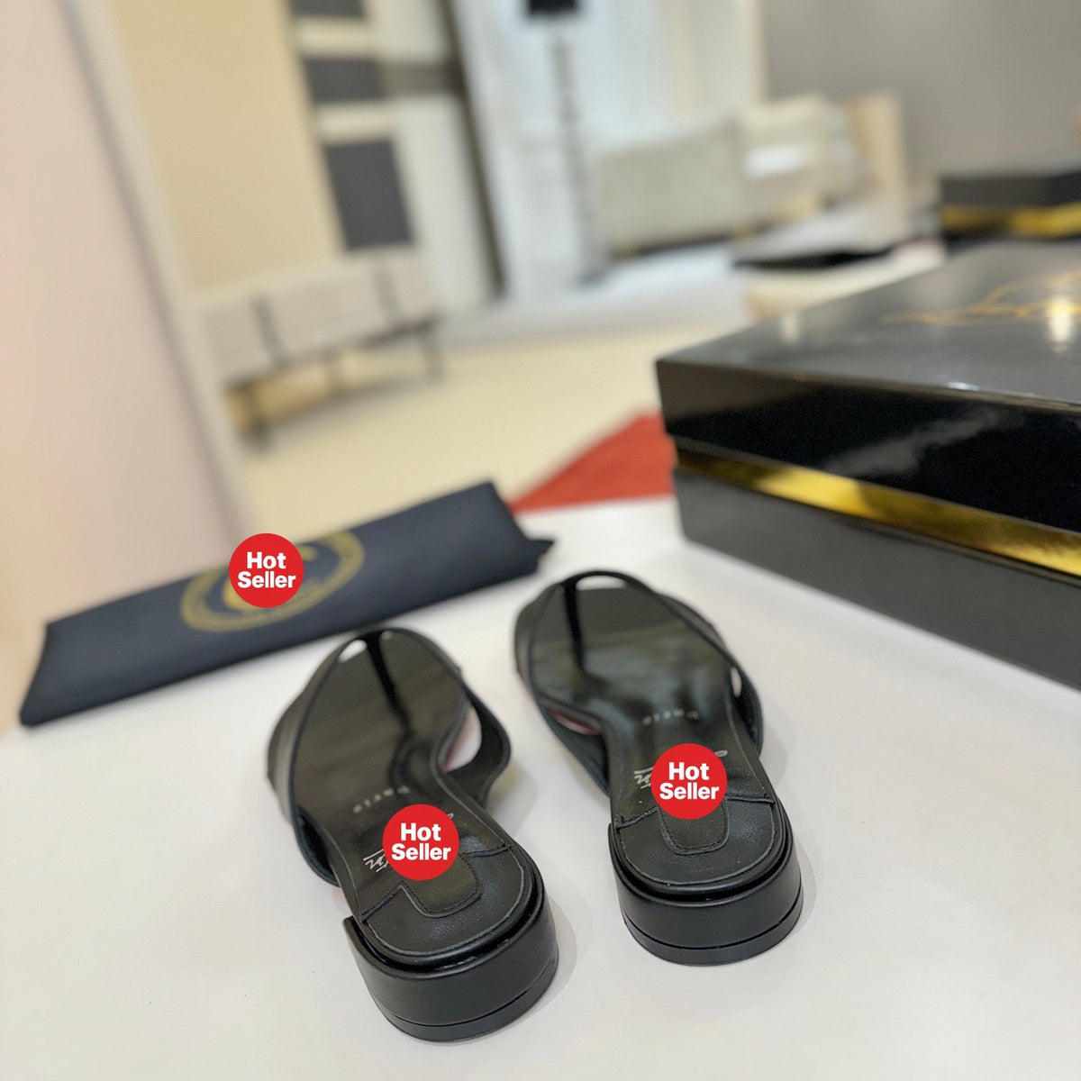 Black flip-flops