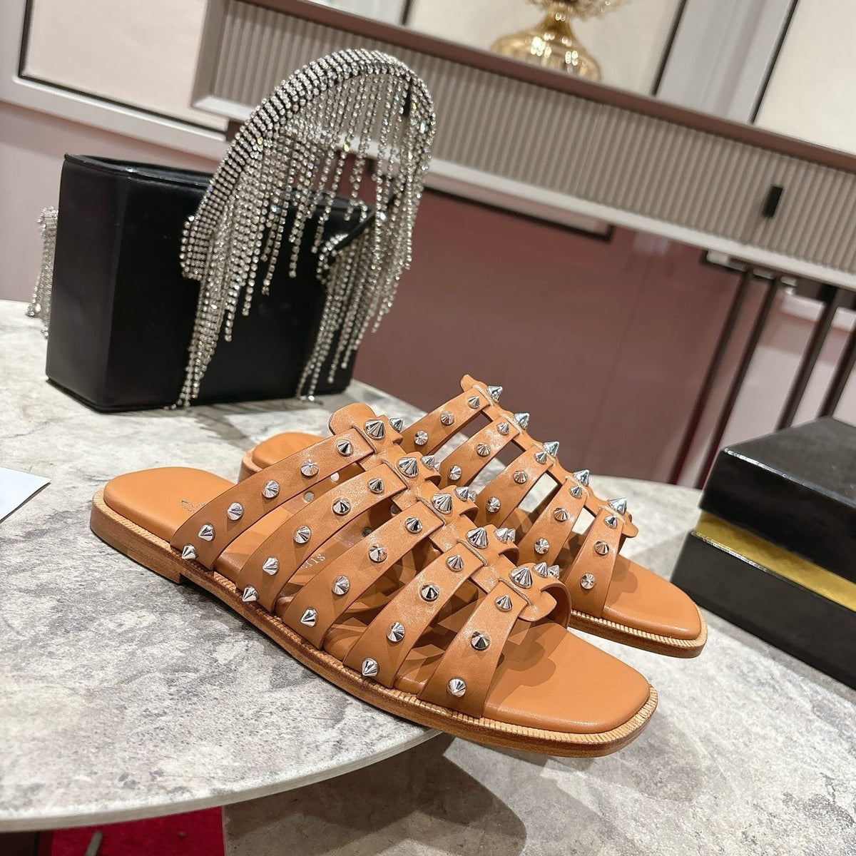 Stylish studded slides