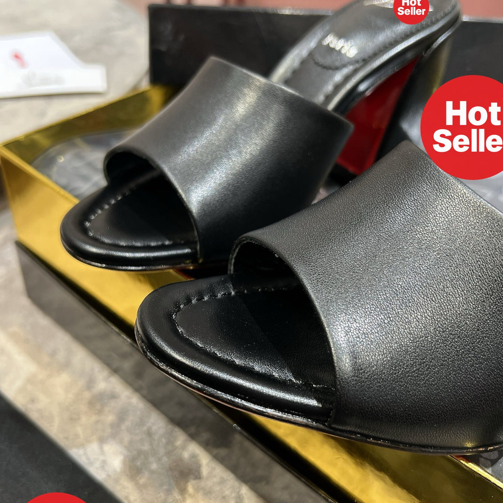 Black block-heel mules (8.5cm heel)